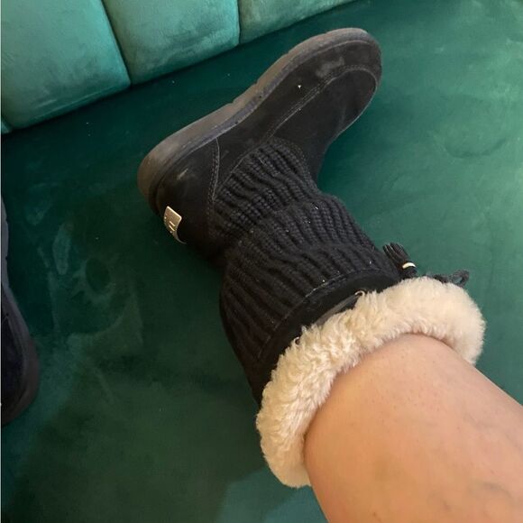 UGG Suburb Crochet Size 6 Suede Sweater Lined Boots - Picture 13 of 16